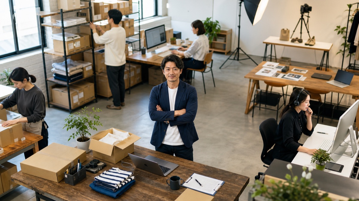 EC事業者の受注・在庫・CS・広告を支えるAI社員のイメージ